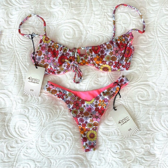 Princess Polly Other - Celia Swimwear Floral Bikini SET - Pink and Orange
